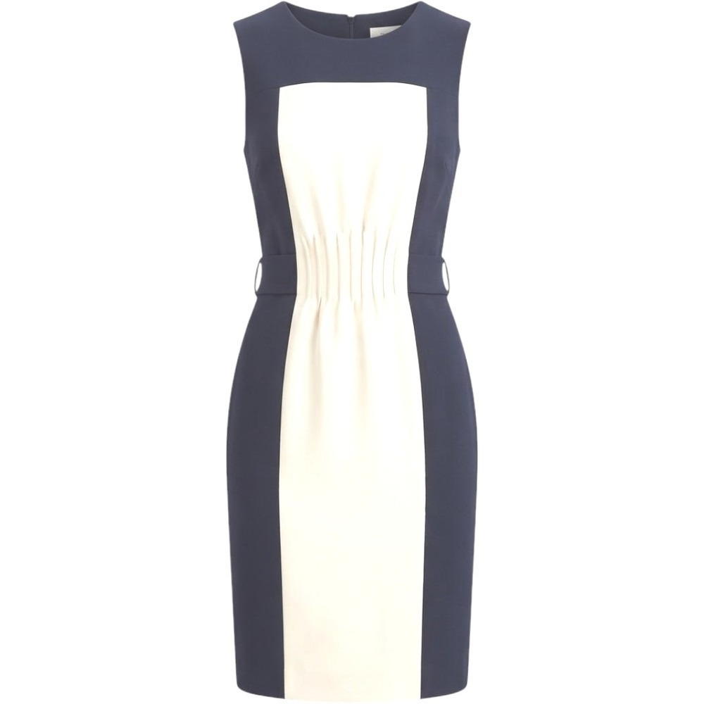 Calvin Klein Navy Blue Cream Colorblock Sleeveless Sheath Dress Size 4